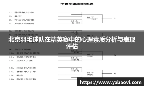 北京羽毛球队在精英赛中的心理素质分析与表现评估